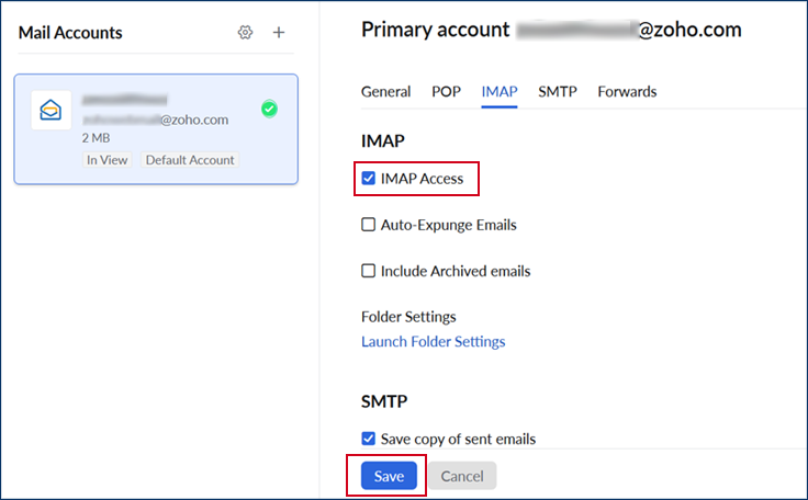 imap access enable